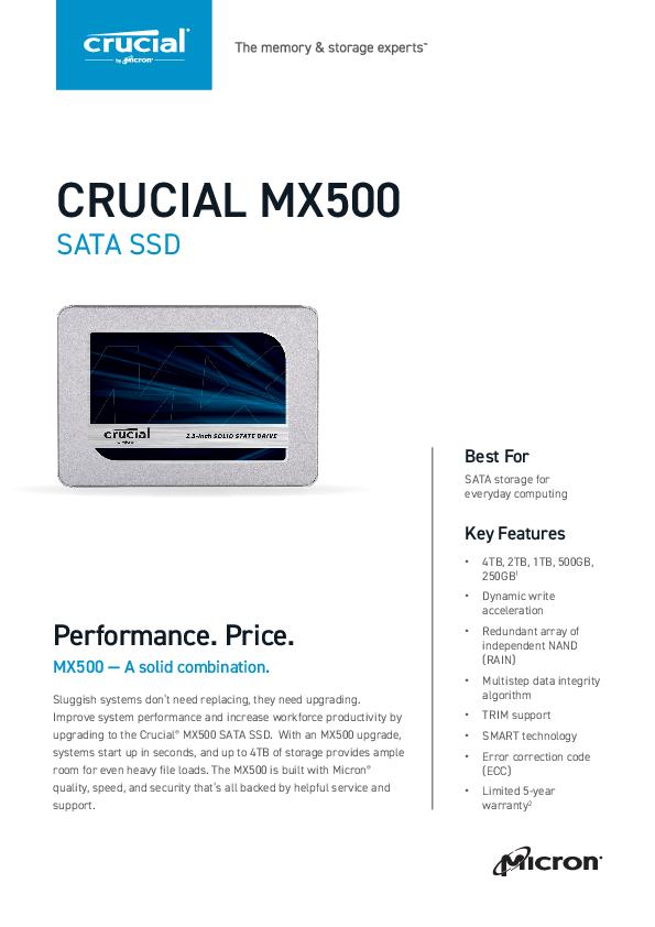 vandfald uddanne Tranquility Crucial MX500 SATA SSD - Hynes Group, LLC